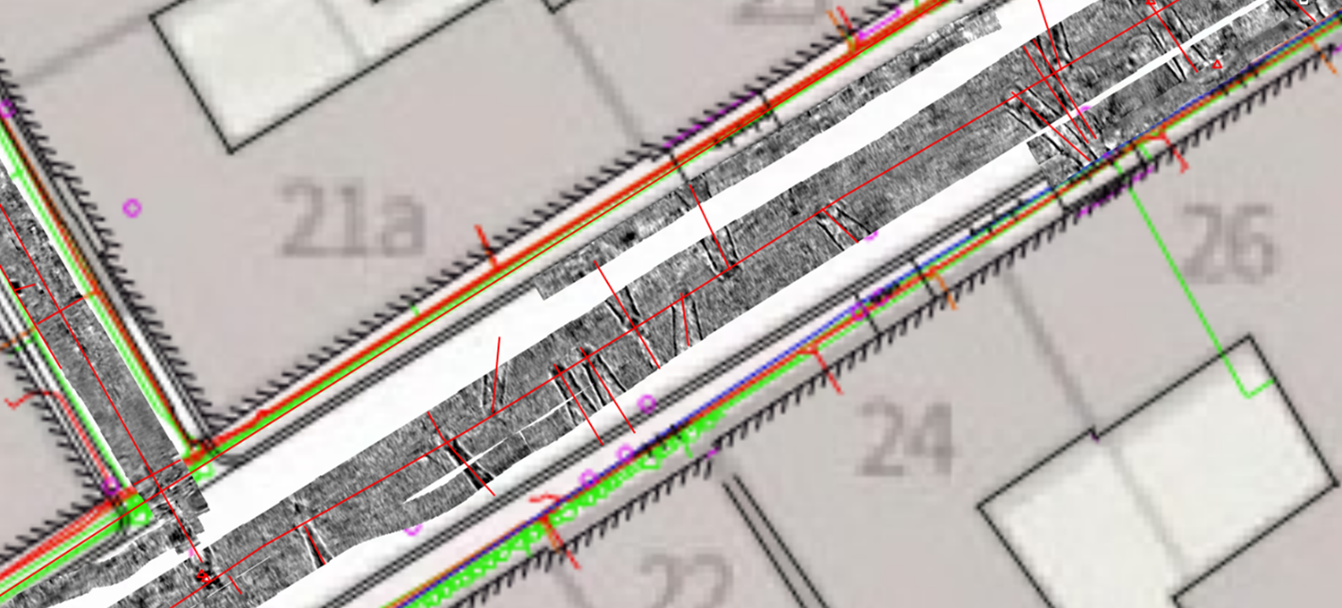 3D-grondradardata van diverse huisaansluitingen. 
